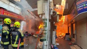 آتش سوزی گسترده بازار بحرین